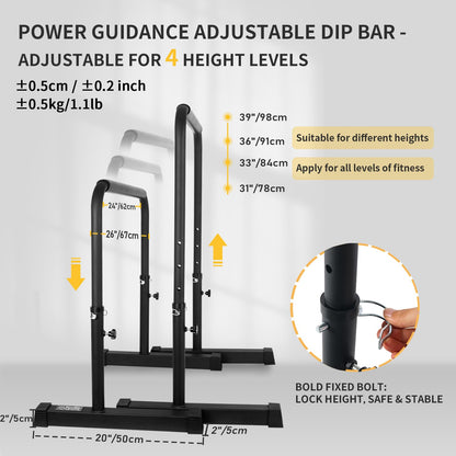 POWER GUIDANCE Dip Barren, einstellbar (76-98cm) - Schwarz