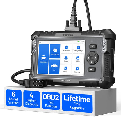 TOPDON ArtiDiag 500 OBD2 Diagnosegerät für Motor, ABS, SRS, Getriebe zum Lesen und Löschen von Fehlercodes