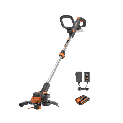 WORX WG163E.1 20V Akku-Rasentrimmer - Inkl. Akku: Orange-schwarz, für präzises Trimmen von Rasen und Kanten.
