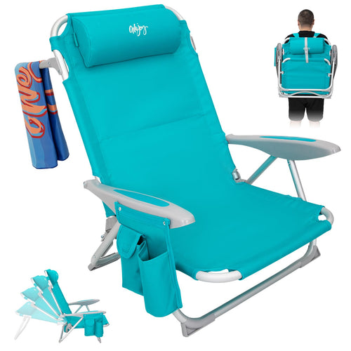 WEJOY Strandstuhl Hochlehner leicht klappbar – Cyan