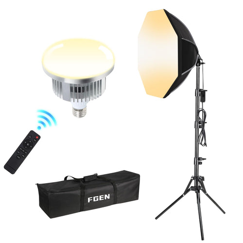 FGen Softbox Fotostudio Set SFB630 mit 60 W LED und 150 cm Stativ, oktagonale Softbox für Studiofotografie
