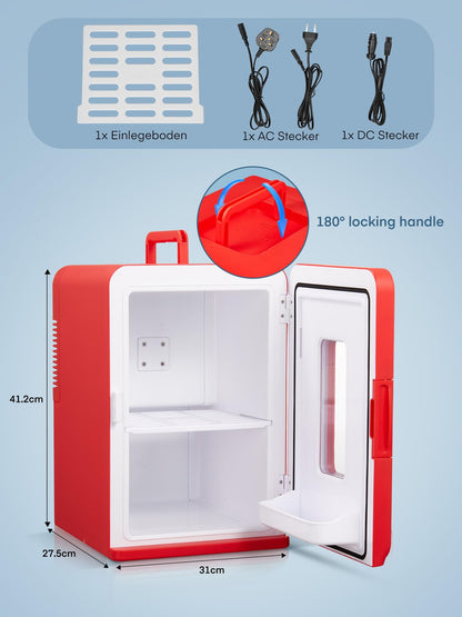 FOHERE 2in1 Mini Kühlschrank 15L Kühl- & Heizfunktion - Rot