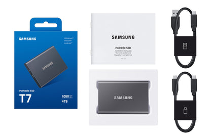 Samsung Portable SSD T7 - Externe SSD 4 TB Grau USB 3.2