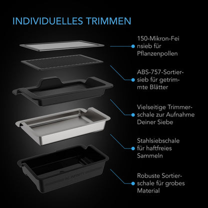 AC Infinity Trim Tray Set – Trimtablett Gross 50 cm 3 Schalen 2 Siebe