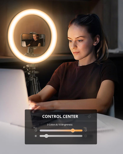 UBeesize Ringlicht 12 Zoll mit 50 Zoll Stativ, dimmbar, Schwarz