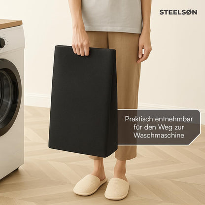 Steelsøn Rigil Wäschesammler 4 Fächer – Metall, Schwarz mit Ablage