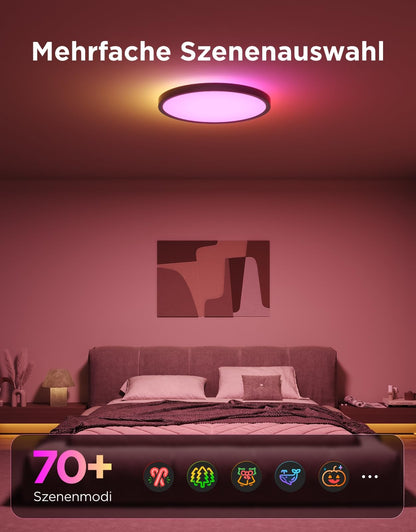Govee RGBIC LED Deckenleuchte 24W dimmbar Ø30cm Matter schwarz