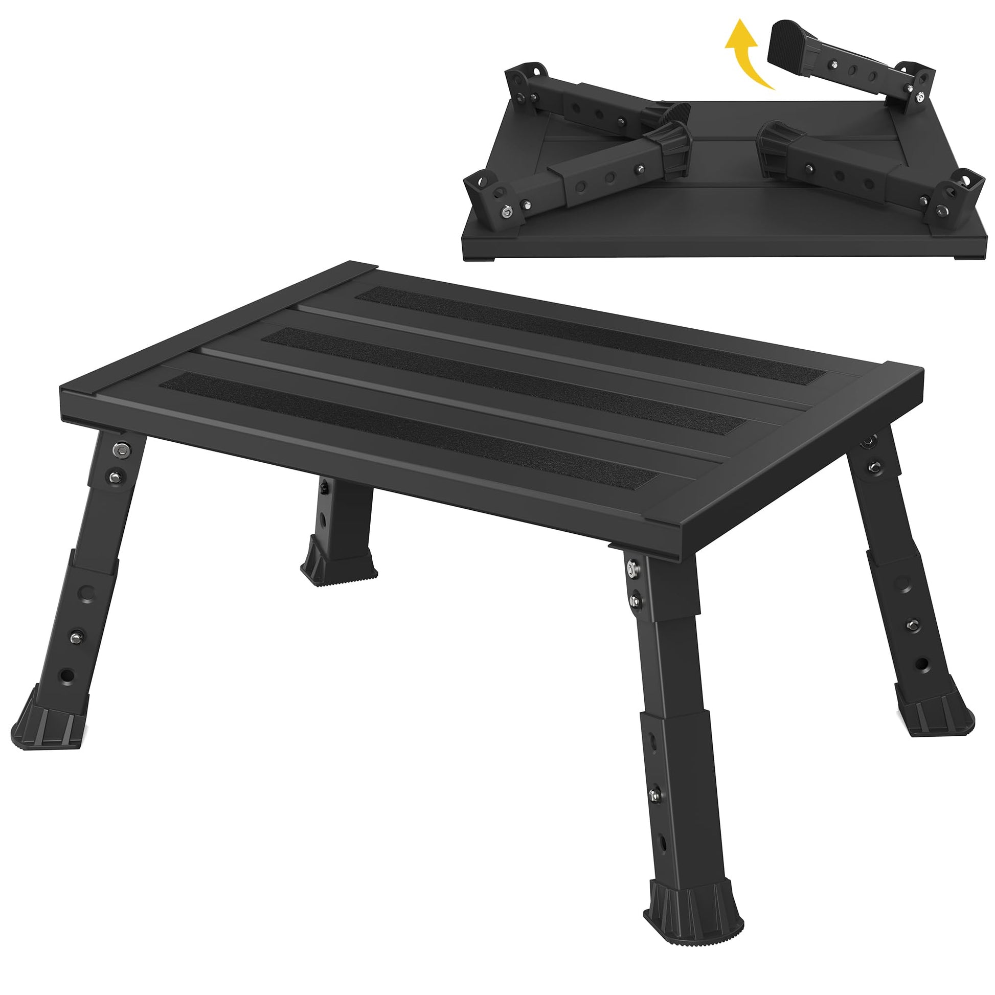 XARILK Aluminium Trittstufe, 3-stufig höhenverstellbar, klappbar – schwarze diamantgeprägte Trittfläche