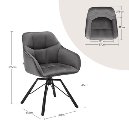 WOLTU Esszimmerstühle drehbar 2er Set - Samt dunkelgrau