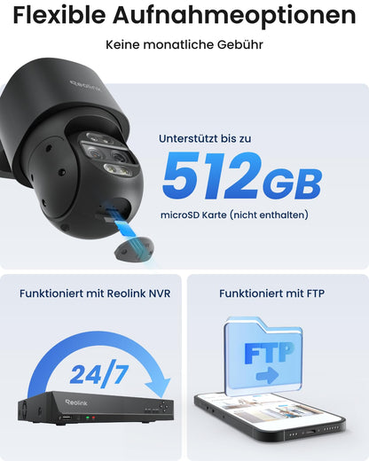 Reolink TrackMix PoE 4K PTZ Überwachungskamera aussen, Dual-Objektiv