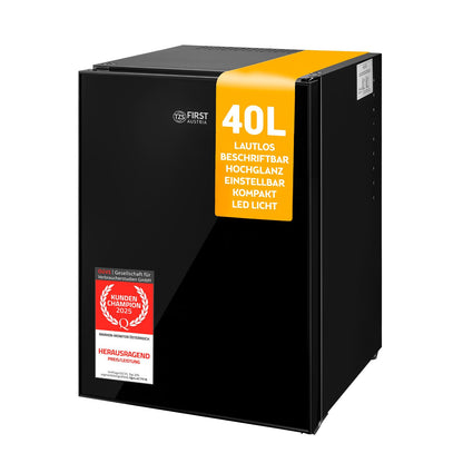 TZS First Austria Mini-Kühlschrank FA-5172-2, 40 L, lautlos mit beschriftbarer Glasfront