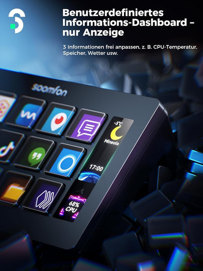 SOOMFON Stream Controller Deck – 15 anpassbare Makrotasten