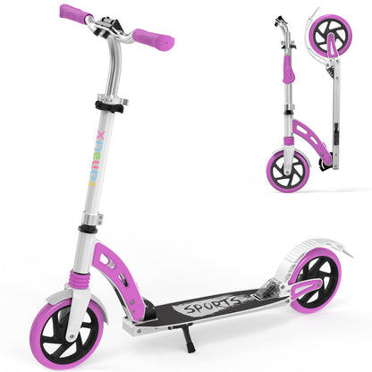 TONBUX Cityroller für Kinder & Erwachsene, Klappbar, Doppelfederung - Lila