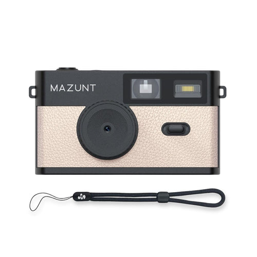 MAZUNT Retro Digitalkamera 12 MP bildschirmfrei mit 4 Filtern beige im Vintage-Design