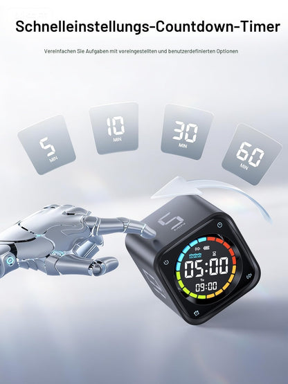 Ticktime TK3 Pomodoro Timer – Würfel-Timer mit Stoppuhr, Schwarz