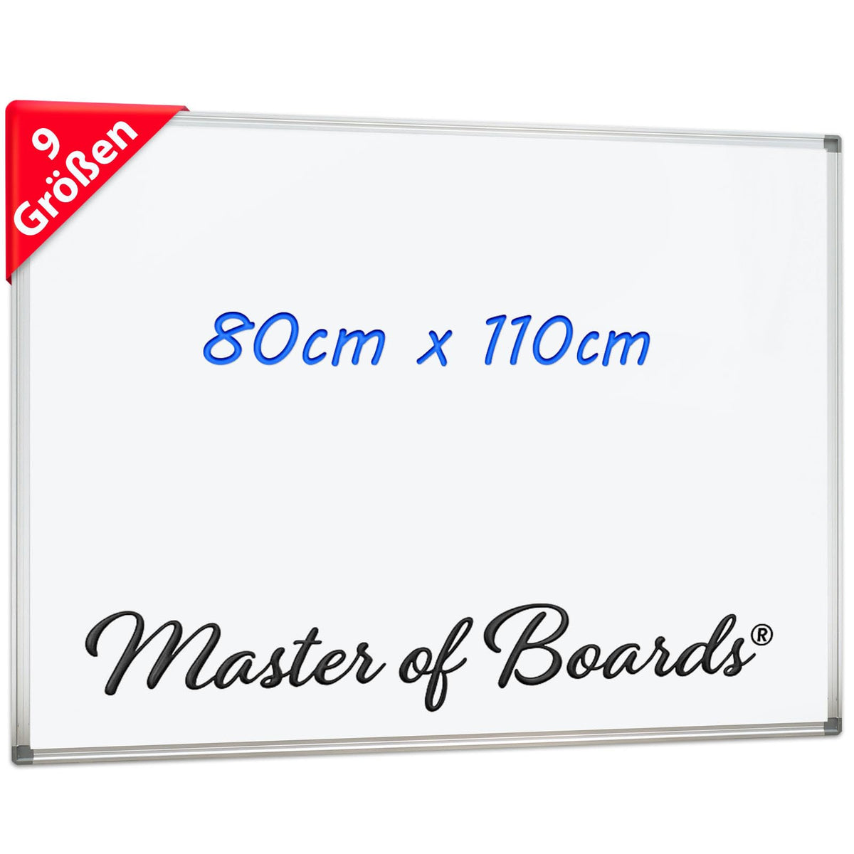 Master of Boards MOB Whiteboard 110x80 cm mit Alurahmen, magnetisch – Magnettafel mit Stiftablage