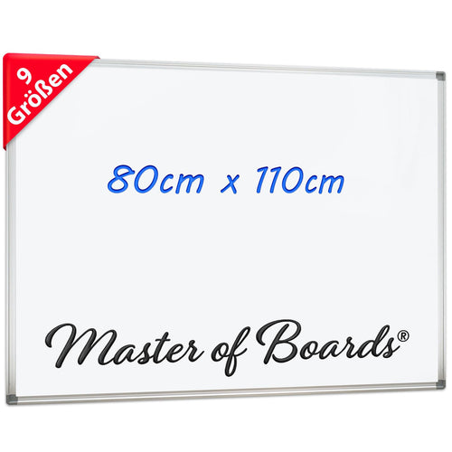 Master of Boards MOB Whiteboard 110x80 cm mit Alurahmen, magnetisch – Magnettafel mit Stiftablage