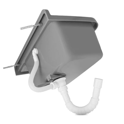 Instalguru Waschbecken mit Regal, Ausgussbecken 60 x 34 x 21 cm grau