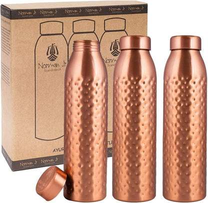 NORMAN JR Kupfer-Wasserflasche 1L – 3er Geschenkset Gehämmert