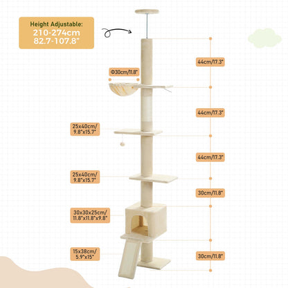 PAWZ Road Kratzbaum Deckenhoch Höhenverstellbar – Beige