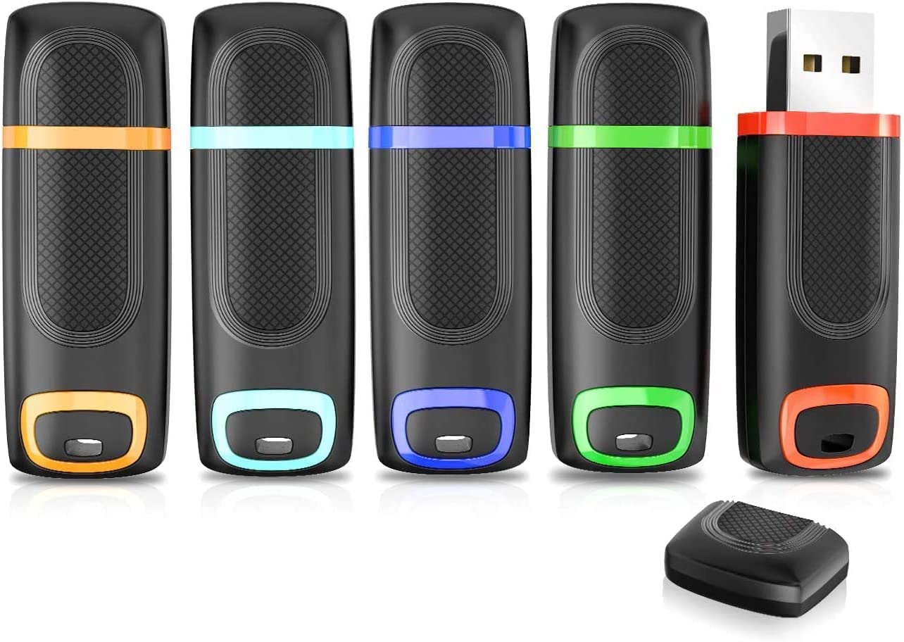 Vansuny USB 3.0 Stick 32GB 5er-Pack, Speicherstick mit LED, bunt – mit Kappe und Trageschlaufe
