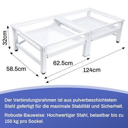 Doppel Untergestell für WM/Tumbler – 2 Auszüge, 32cm, Weiss