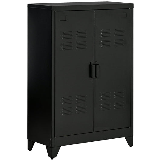 HOMCOM Aktenschrank Metallschrank – Schwarz 75x33x110cm, rechteckiger Metallschrank, lagert Aktenordner geordnet.