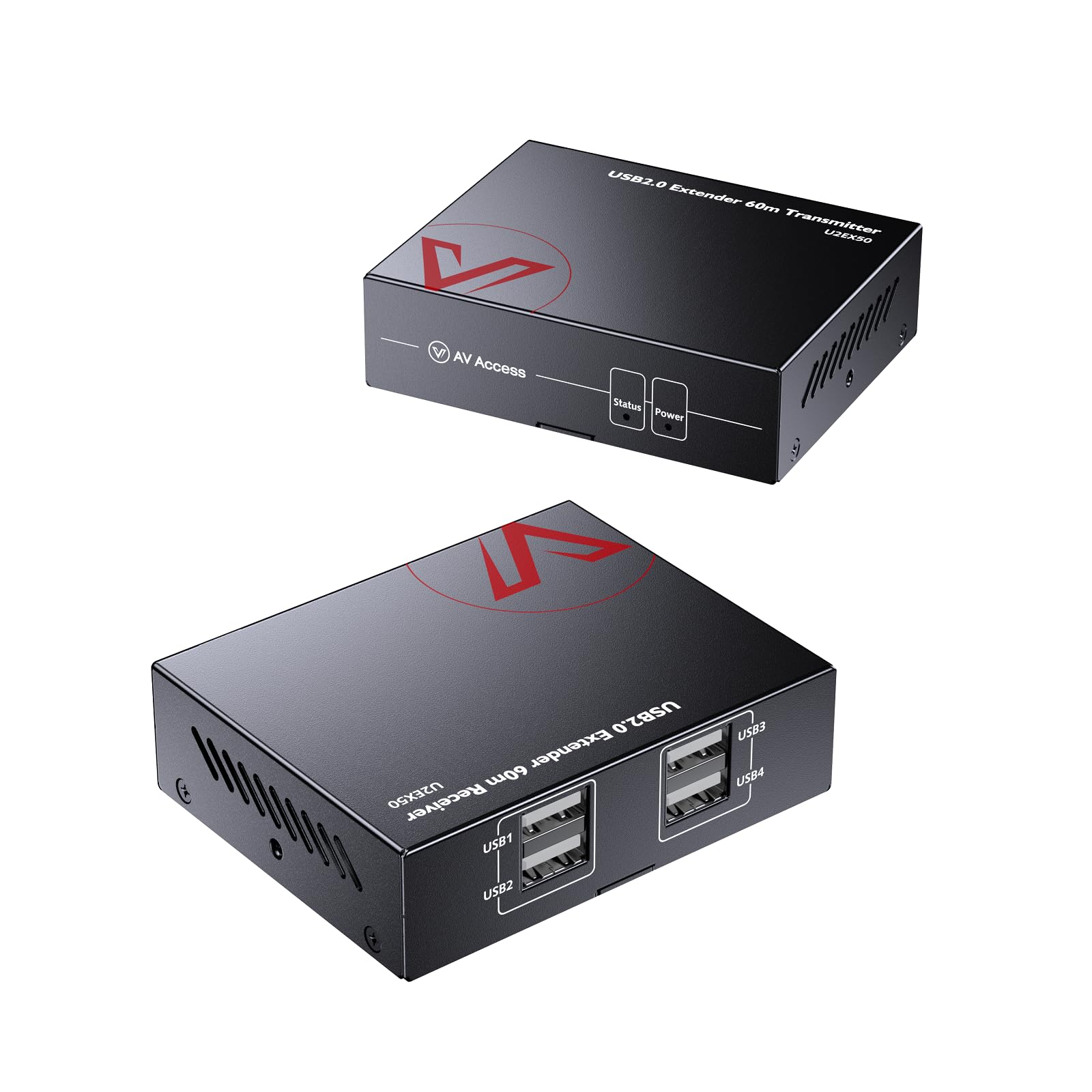 AV Access U2EX50 4 Port USB 2.0 Extender - Ethernet 60m: Kompakte, schwarze Boxen. Verbindet entfernte USB 2.0 Peripherie.