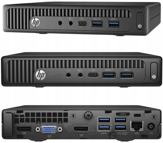 HP Silent Mini-PC – Modell 7795 – Windows 11 Pro. Kompakter, rechteckiger, schwarzer Mini-PC für leises Computing mit Windows 11 Pro.