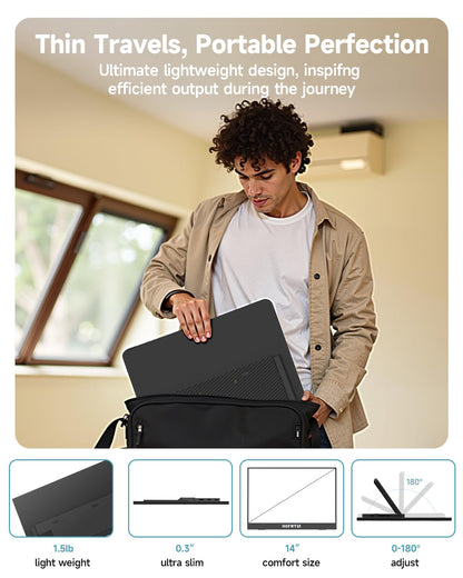 HGFRTEE 14 Zoll WUXGA Tragbarer Monitor IPS Touchscreen