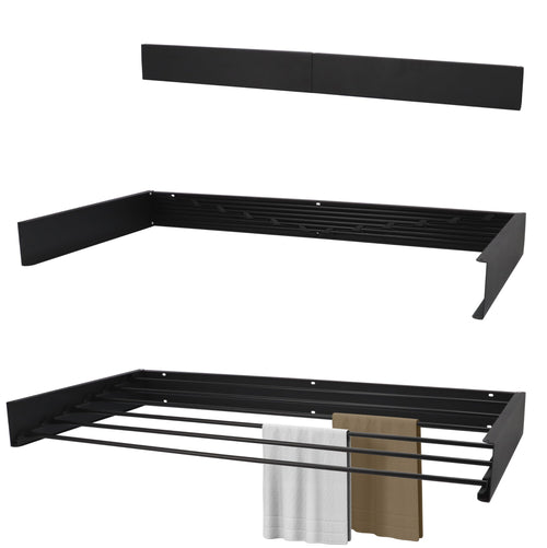 KROMS Wandwäscheständer ausziehbar XL Schwarz, 6 m Trockenlänge – Aluminiumstangen, klappbare Arme zur Wandmontage