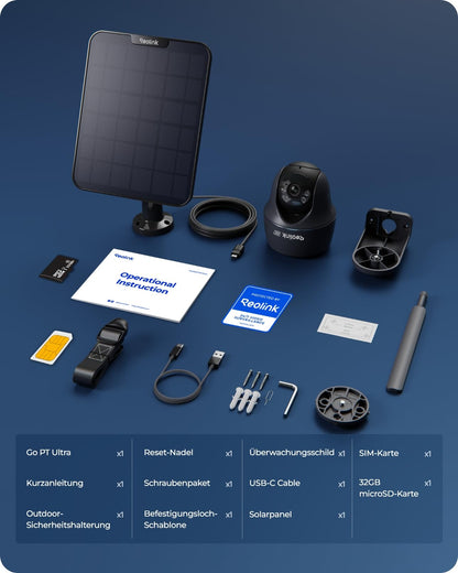 Reolink Go PT Ultra 4K 4G LTE Überwachungskamera mit Solarpanel