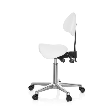 hjh OFFICE TOP Work 20 PU Sattelhocker mit Lehne Weiss