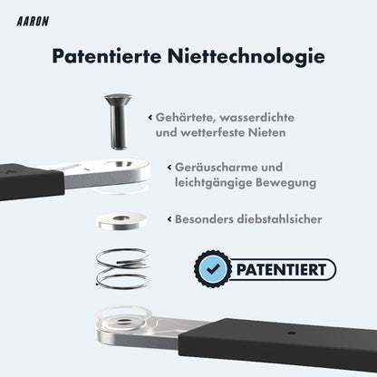 AARON Hochsicherheit Faltschloss Stufe 14 Fahrradschloss – Schwarz