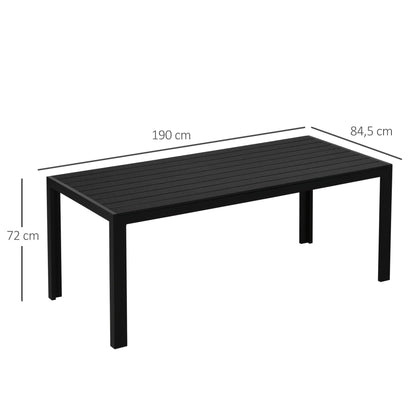 Outsunny Garten Esstisch Alu Polyholz - Schwarz 190cm