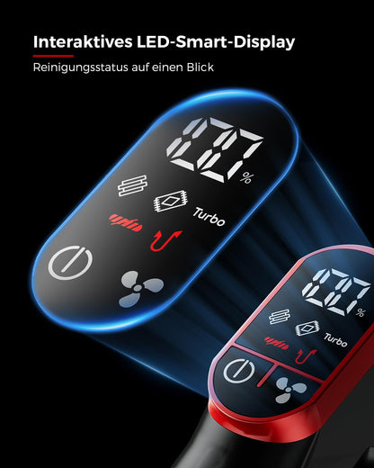 VACTechPro Ultra Akku-Staubsauger kabellos, 600 W, 55 kPa, Dunkelrot