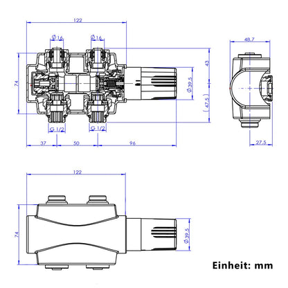Heilmetz Multiblock Set Heizkörperanschluss 50mm Thermostat Chrom Eck/Durchgang 2er-Set