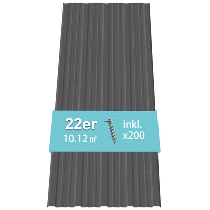 Thanaddo Trapezblech 22er Set, verzinktes Stahlblech, 10,12 m², Grau