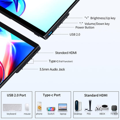 CAPERAVE Tragbarer Monitor 15.6" FHD IPS Touchscreen