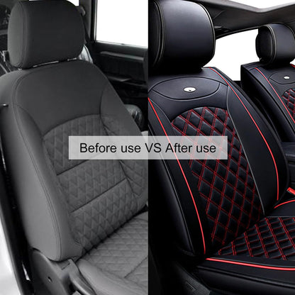 WANGIRL Autositzbezüge Universal Vordersitze Set PU Leder - Schwarz Rot