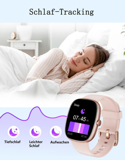HUAKUA D3 Smartwatch Damen mit Telefonfunktion, 1.85 Zoll, IP68