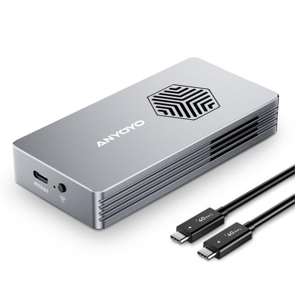 ANYOYO M.2 NVMe SSD Gehäuse 40Gbps - Thunderbolt, Lüfter. Gehäuse mit Lüfter für ext. 40Gbps NVMe-SSD-Nutzung.