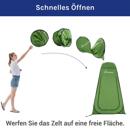 WolfWise Pop-Up Duschzelt Umkleidezelt mit Boden UV-Schutz 50+ Grün