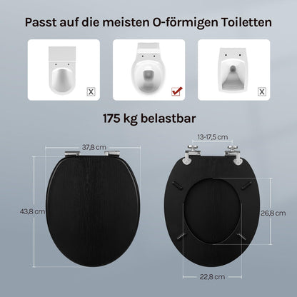WOLTU WC-Sitz mit Absenkautomatik, Softclose, MDF Holzkern, oval