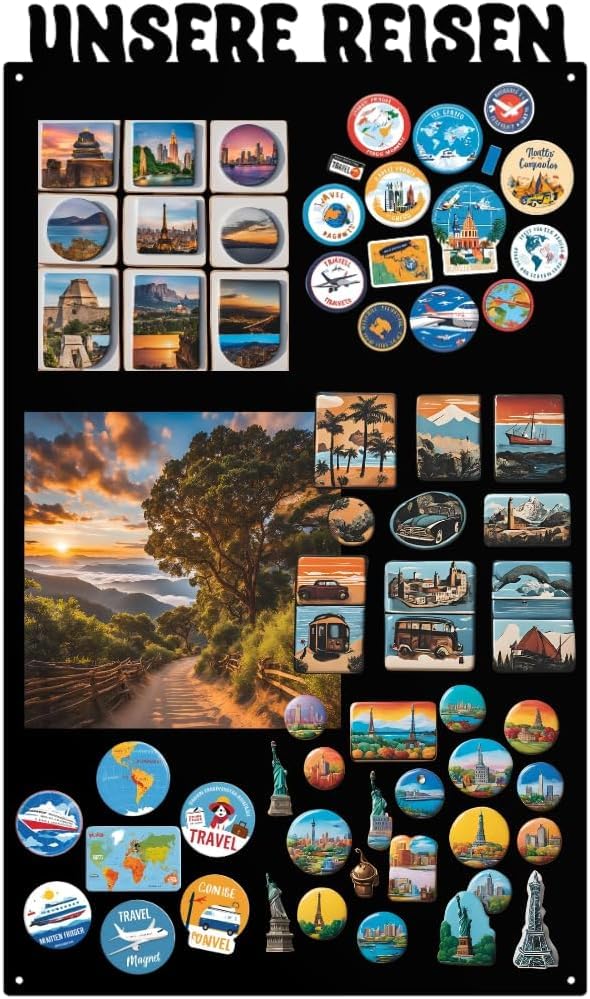 Unsere Reichen Magnettafel Metall Magnetboard - Schwarz 80x50cm. Dient als magnetische Haftfläche für Notizen und Fotos.