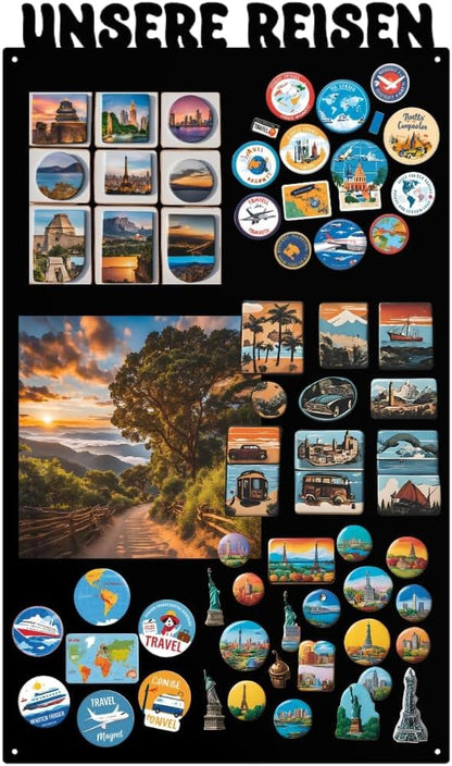 Unsere Reichen Magnettafel Metall Magnetboard - Schwarz 80x50cm. Dient als magnetische Haftfläche für Notizen und Fotos.