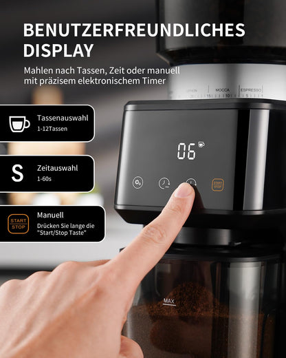 SHARDOR Kaffeemühle Elektrisch - 51 Stufen, Kegelmahlwerk