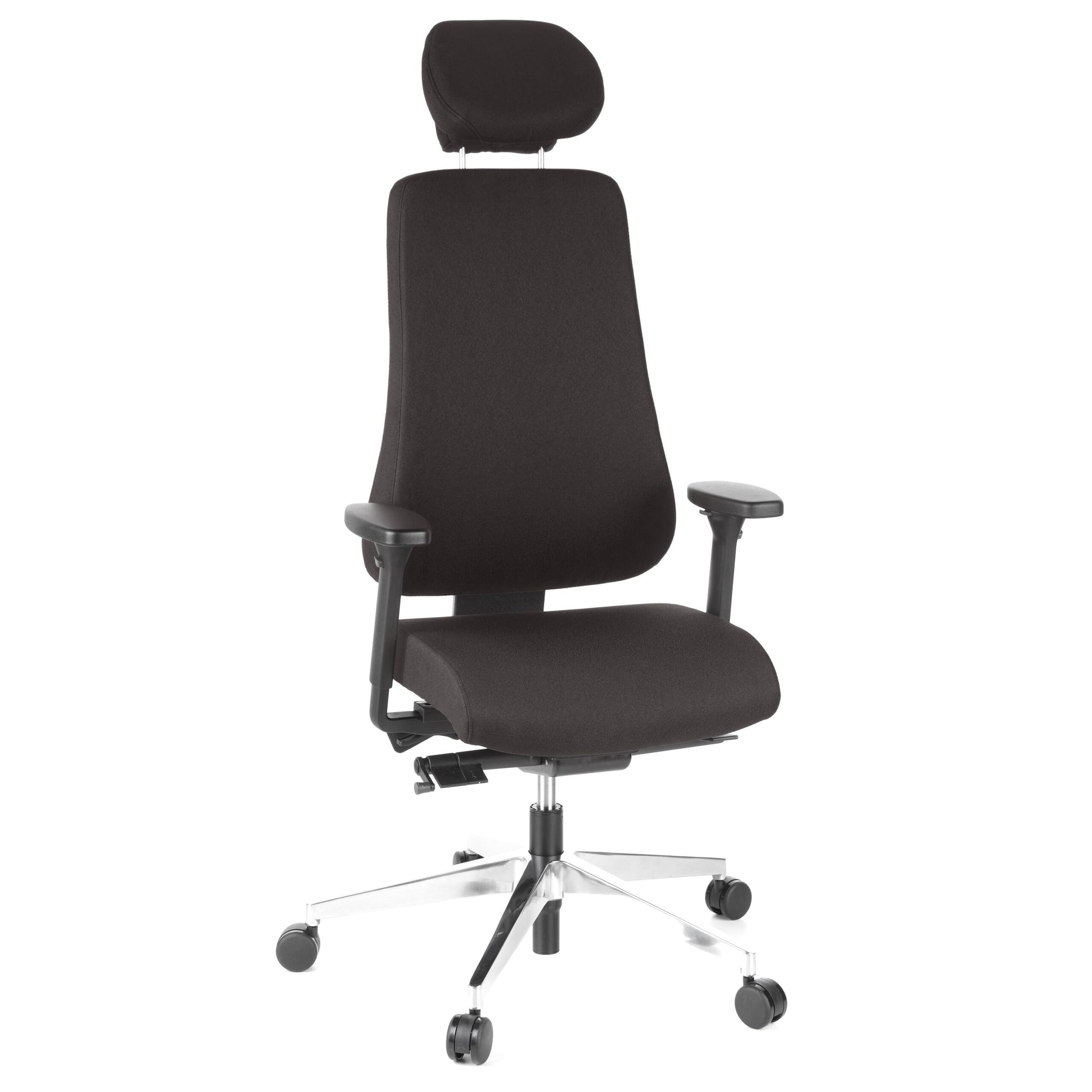 hjh OFFICE PRO-TEC 400 Profi Bürostuhl Stoff Schwarz. Ergonomischer Bürostuhl aus schwarzem Stoff für langes, komfortables Sitzen im Büro.