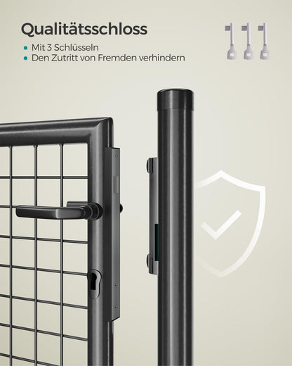 SONGMICS Gartentor Doppeltor aus Stahl, abschliessbar, 106 x 100 cm