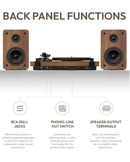 Qlearsoul SoulBox S1 Plattenspieler mit Stereo Lautsprechern